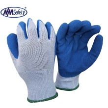 NMSAFETY 10 gauge grey polycotton coated blue latex glove /safety Work gloves